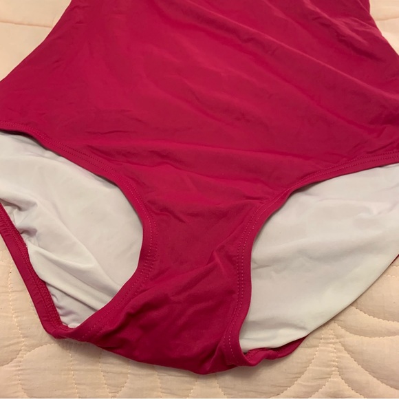MICHAEL KORS fuchsia pink size 12 swimsuit one piece with metal accent halter - Picture 2 of 12